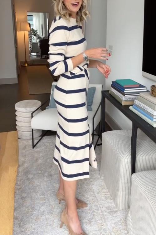 Alexa™ Elegante gestreifte Midi-Kleid - Image 3