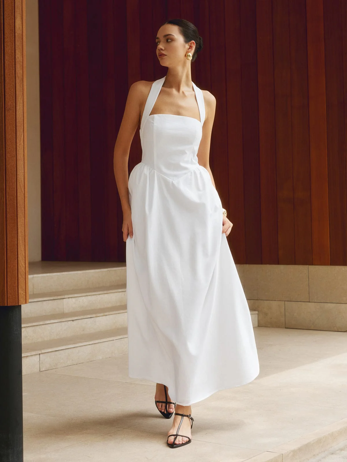 Charlotte | A-Linien Halter Maxikleid – Sommerliches Raffinement