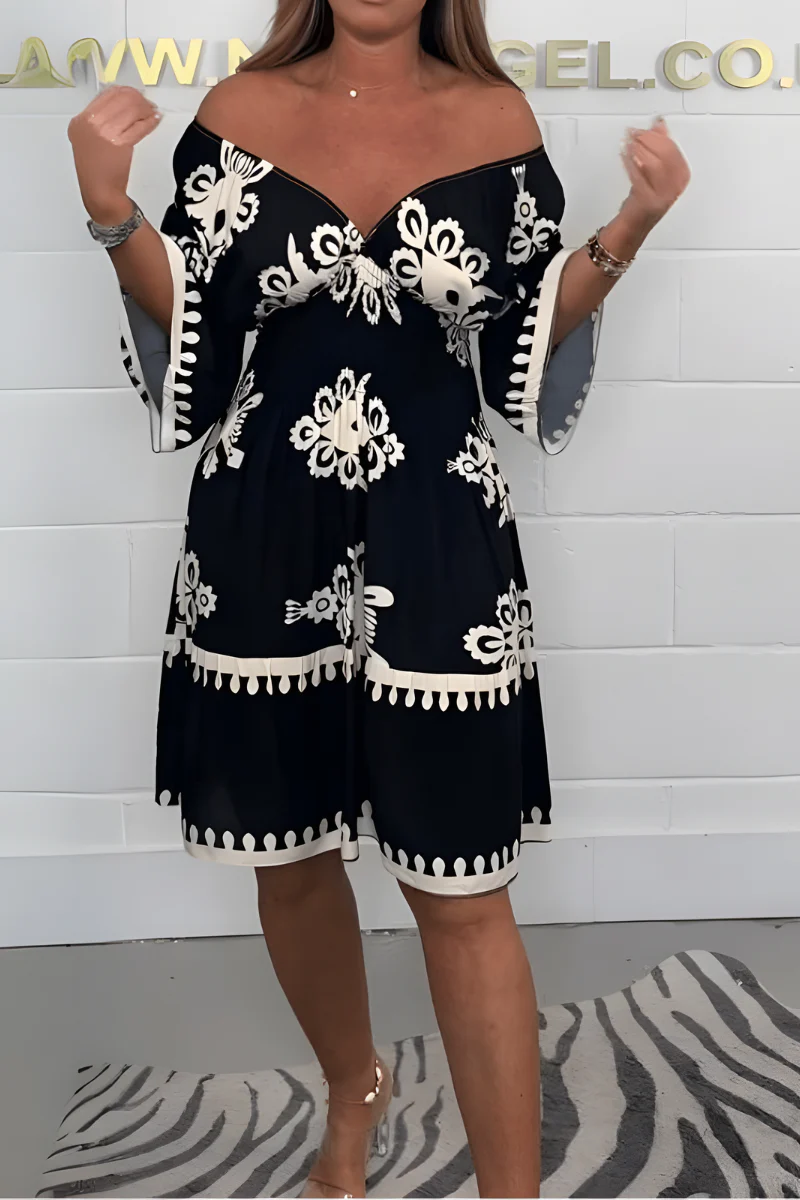 Elegantes Kleid mit Muster und V-Ausschnitt – perfekt für jeden Anlass - Image 3