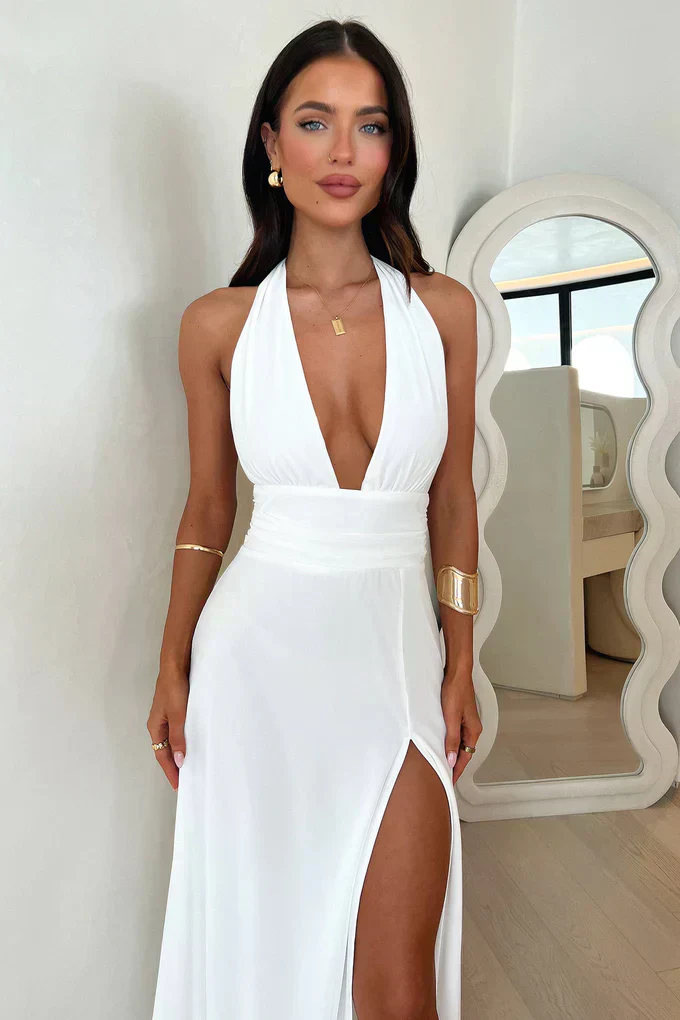 Elegantes Maxikleid mit Halterneck und Beinschlitzen - Image 10