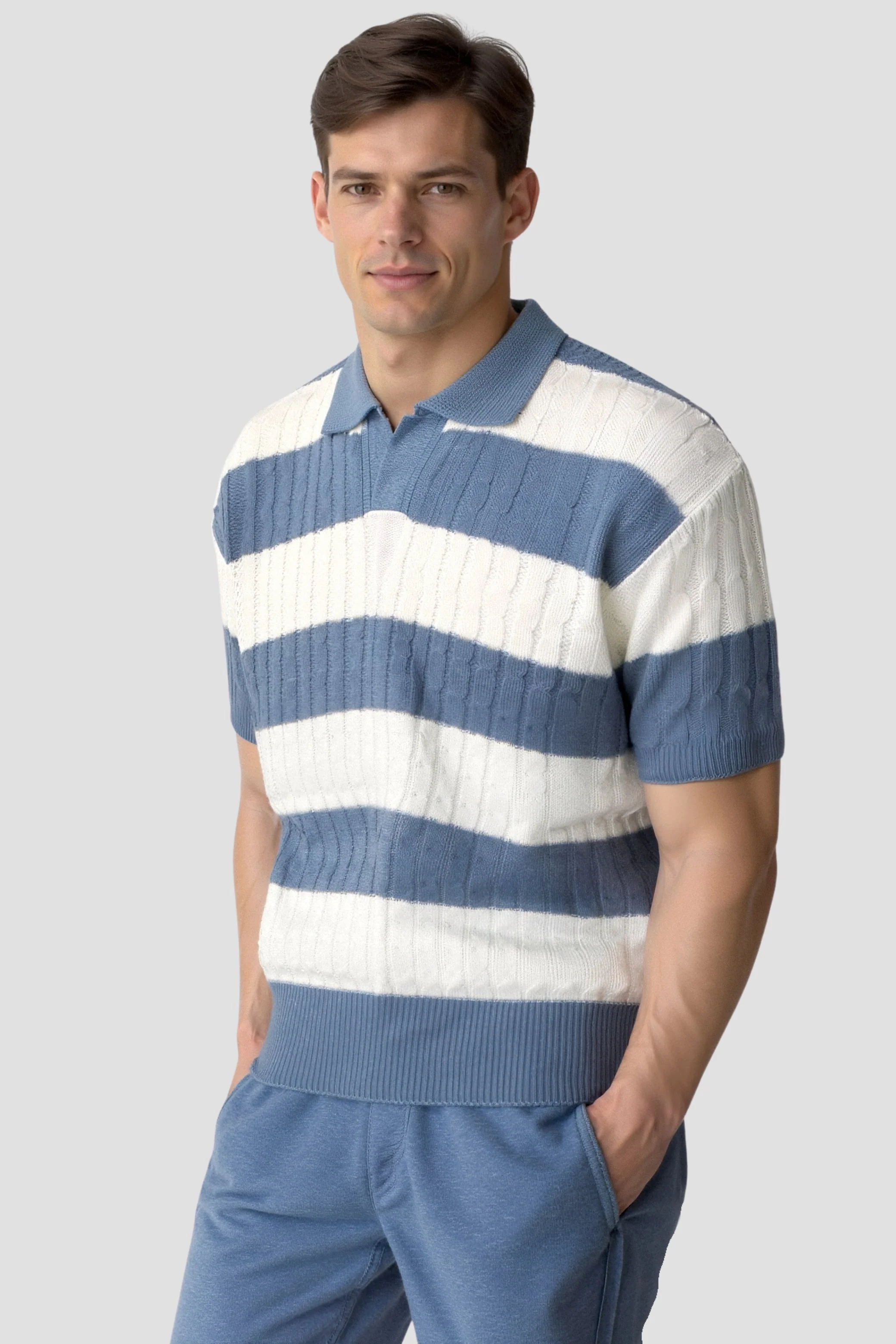 Gestreiftes Herrenpoloshirt mit kurzen Ärmeln – Sportlich & Elegant