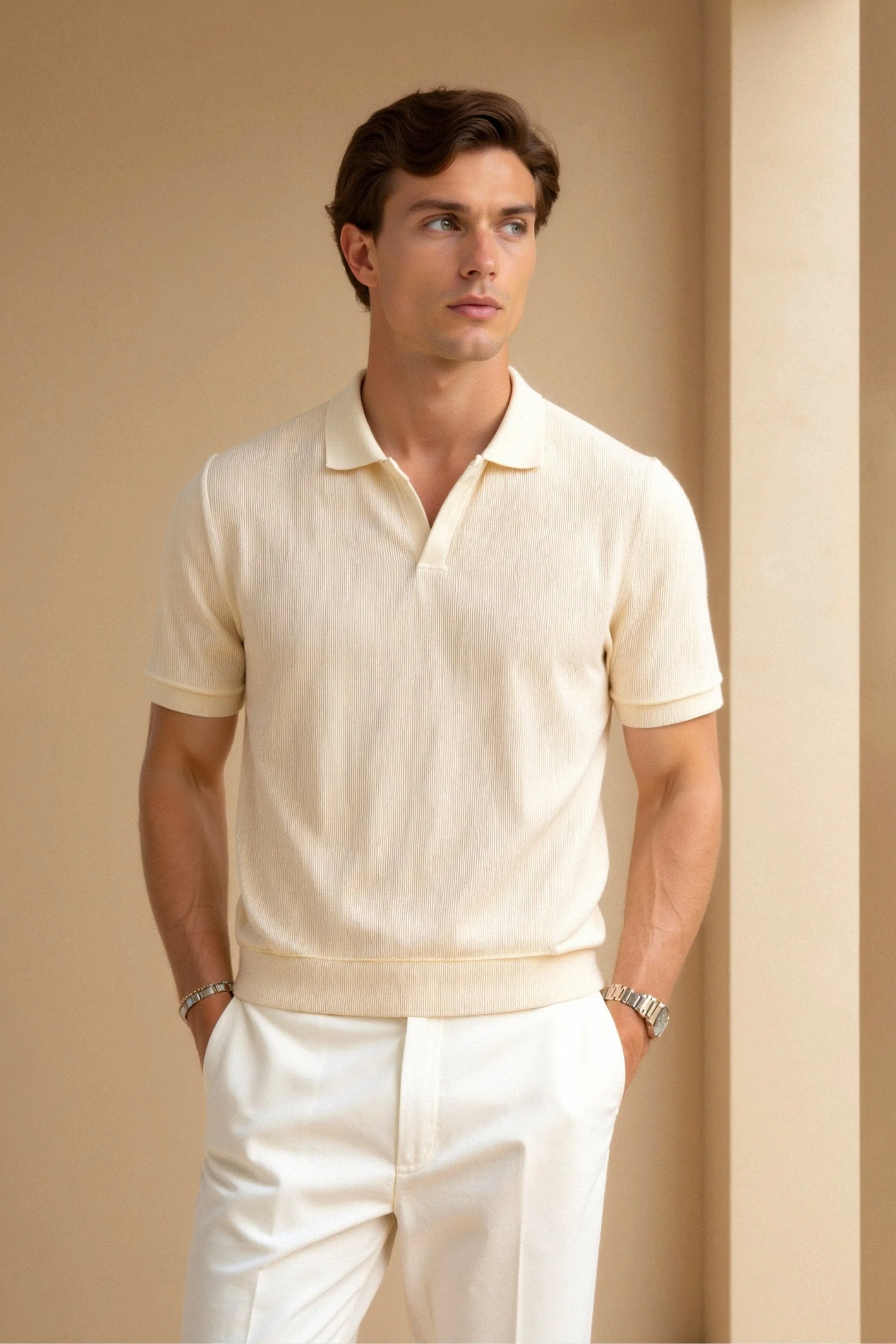 Herren Poloshirt in Beige – Elegant & Zeitlos