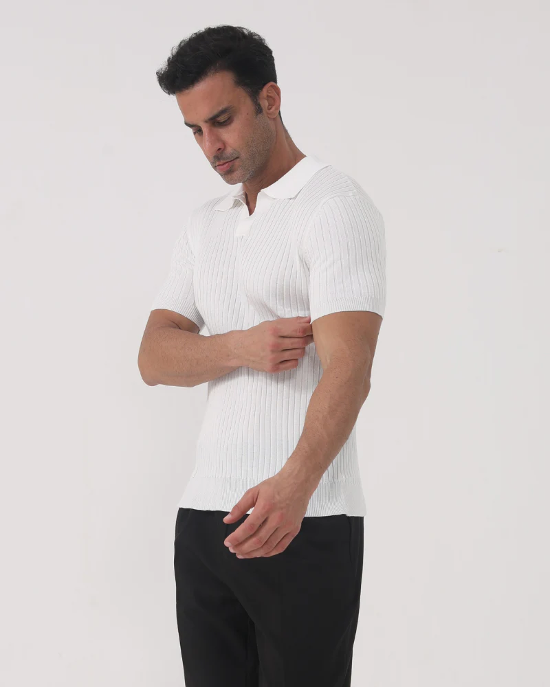 Joshua | V-Ausschnitt Ribstrick Poloshirt für Männer - Image 2