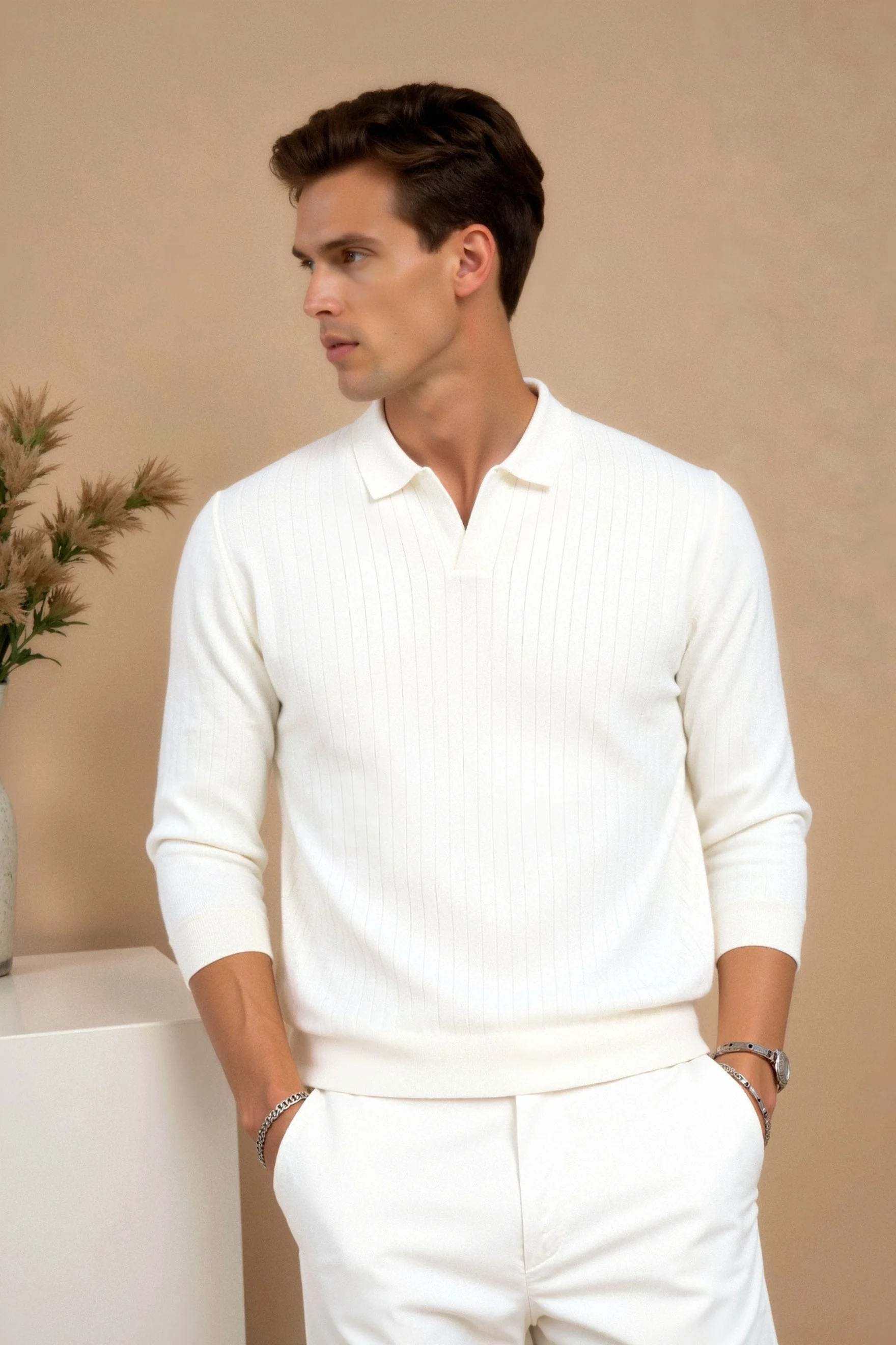 Minimalistisch Gestricktes Poloshirt | Eleganz & Komfort in Perfektion - Image 4
