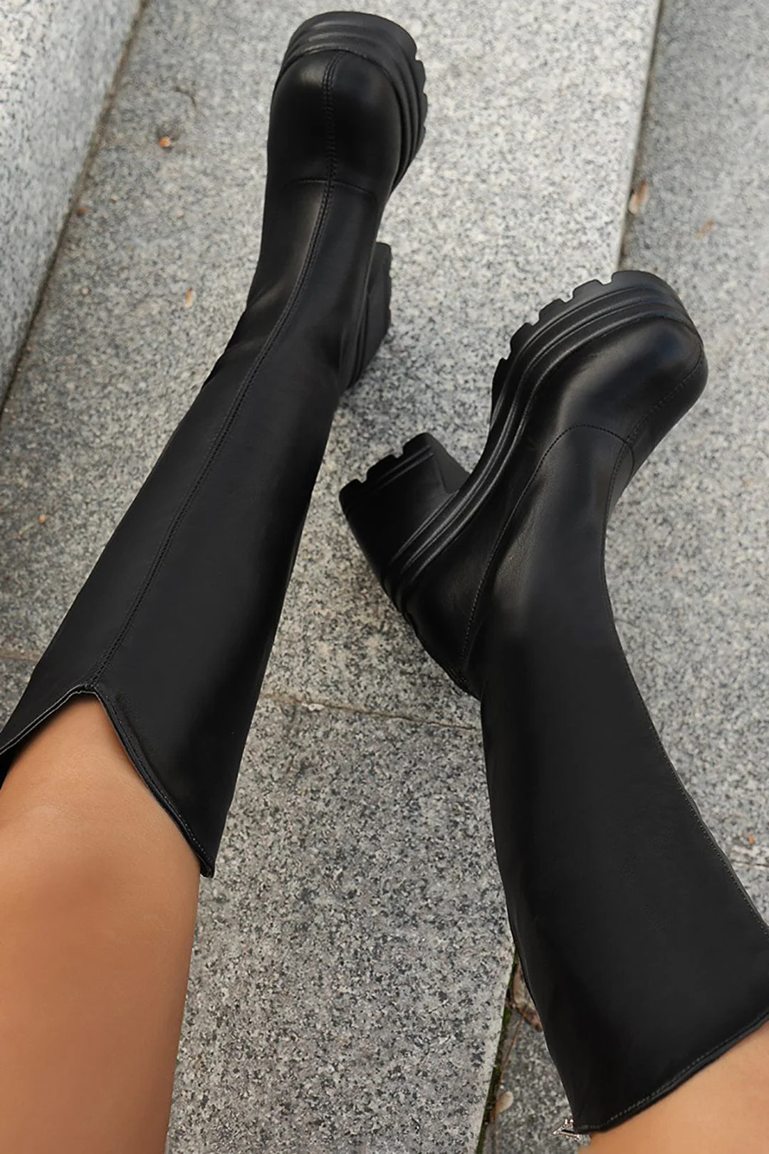 Robine | Schwarze kniehohe Plateau-Stiefel – Stilvoll & Komfortabel - Image 3
