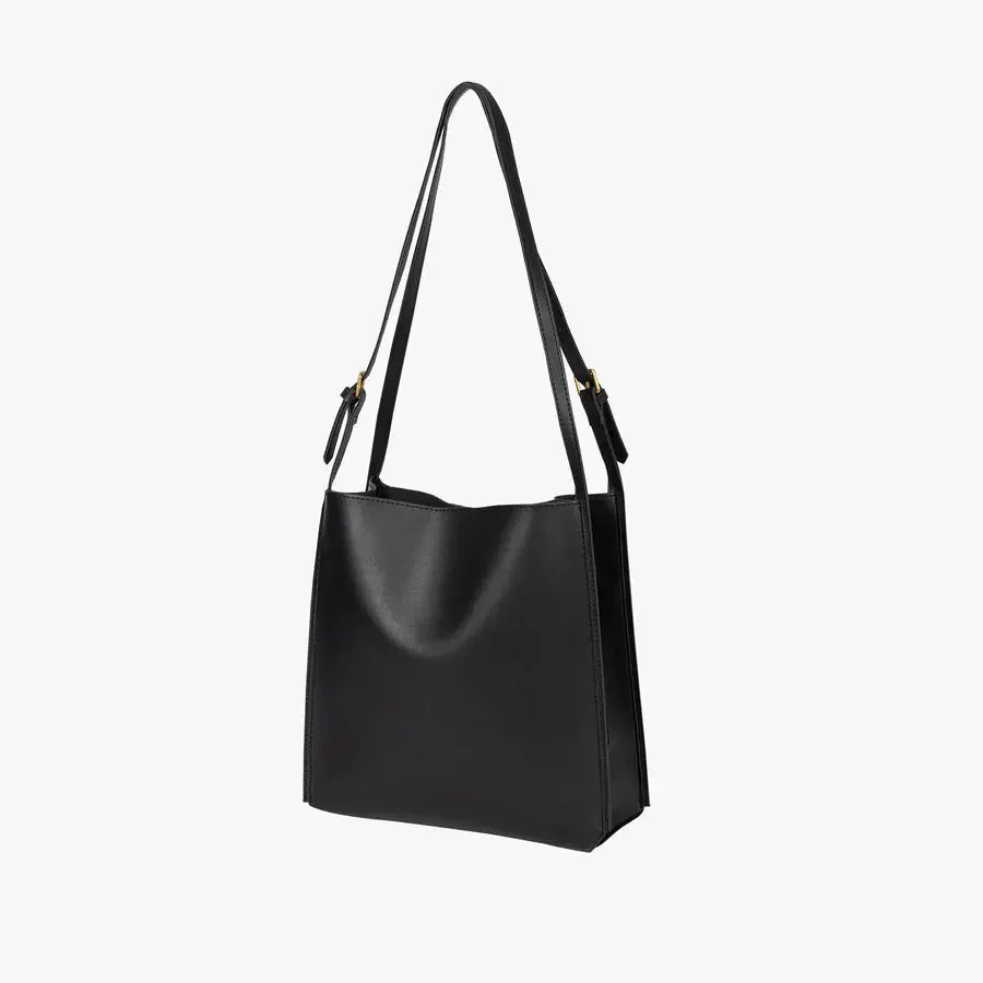 Roos | Boxy Leder Schultertasche mit klaren Linien und schmalem Band - Image 2