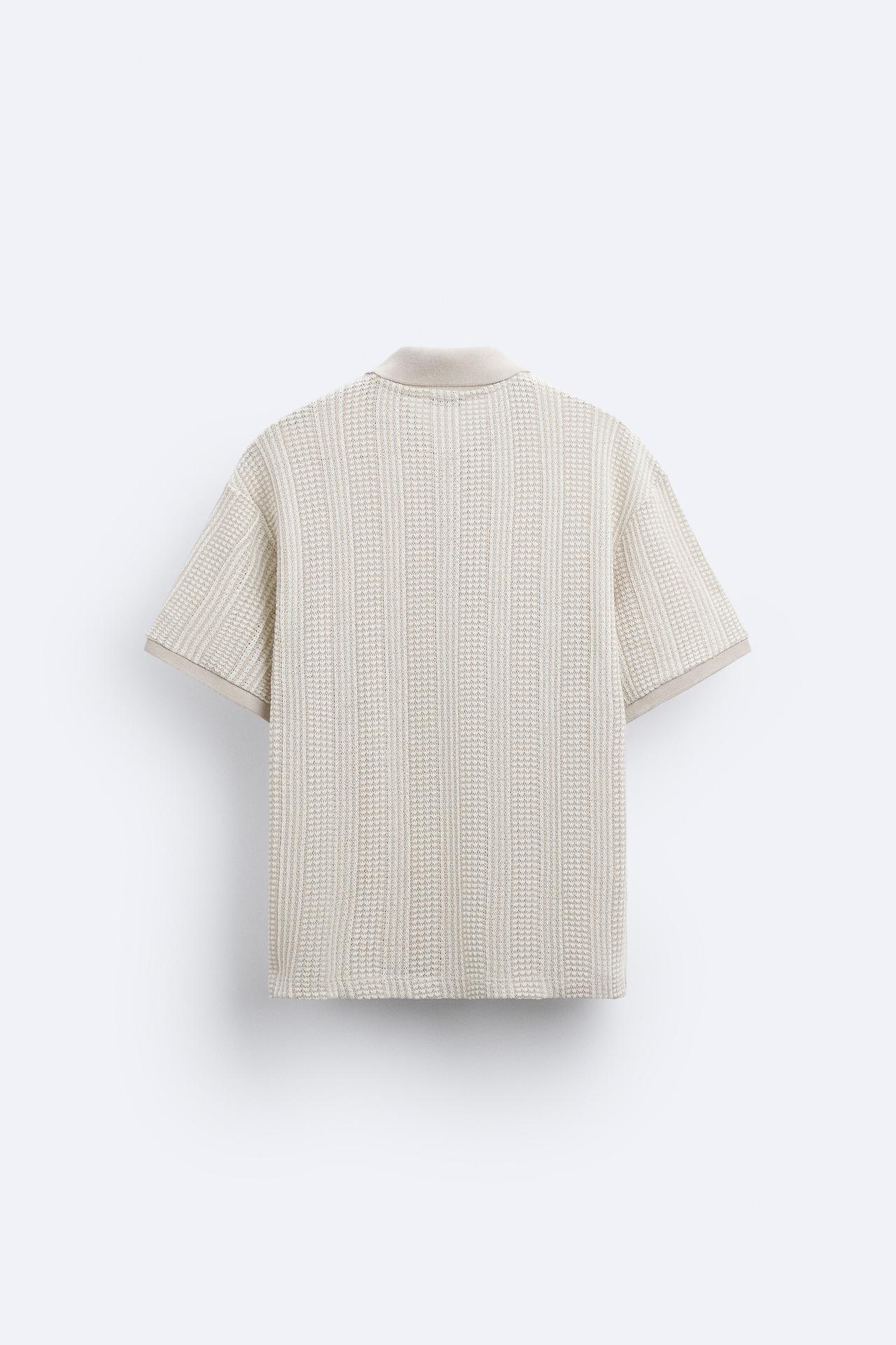 Strukturiertes Strickpoloshirt mit Reißverschluss - Image 4