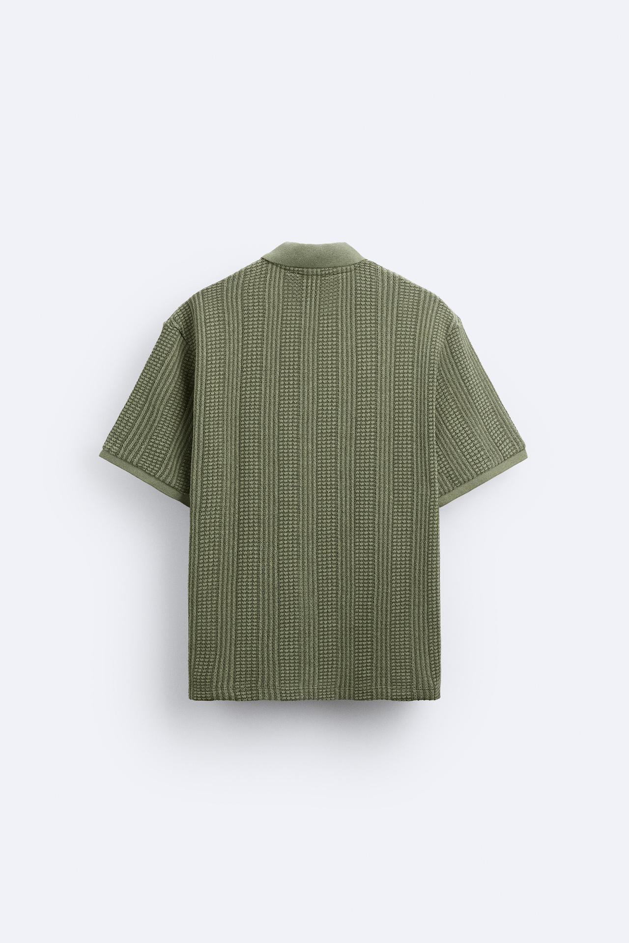 Strukturiertes Strickpoloshirt mit Reißverschluss - Image 9