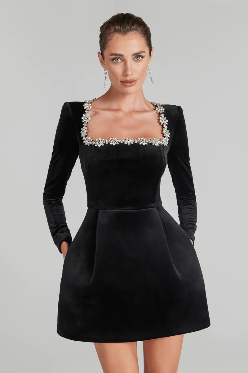 Yassy | Samt Elegante Kleid